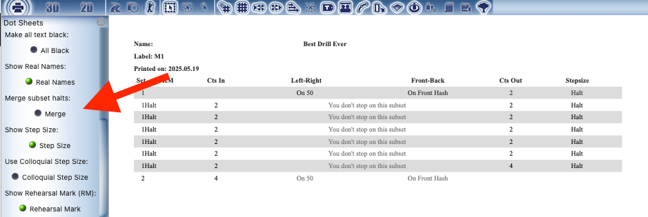 Merge Subset Halts option off
